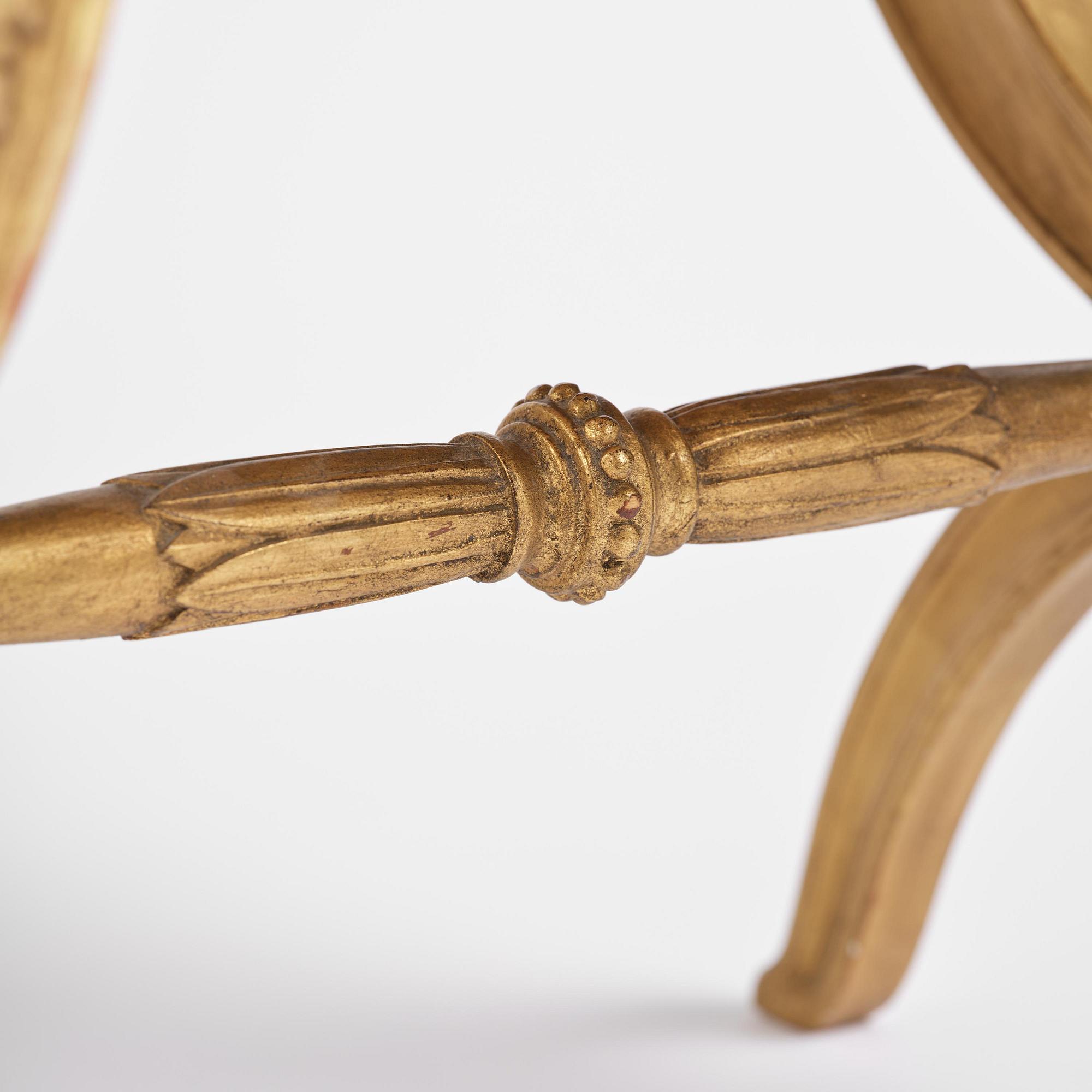 A pair of late Gustavian giltwood stools, Stockholm, late 18th century.
