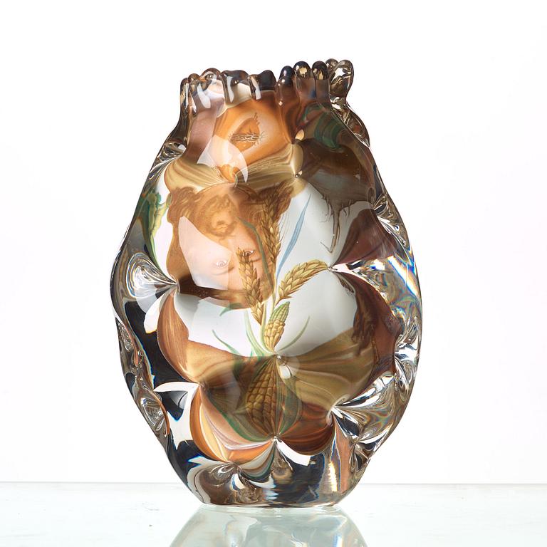 Per B. Sundberg, a  unique 'Fabula' glass vase, Orrefors 2003.
