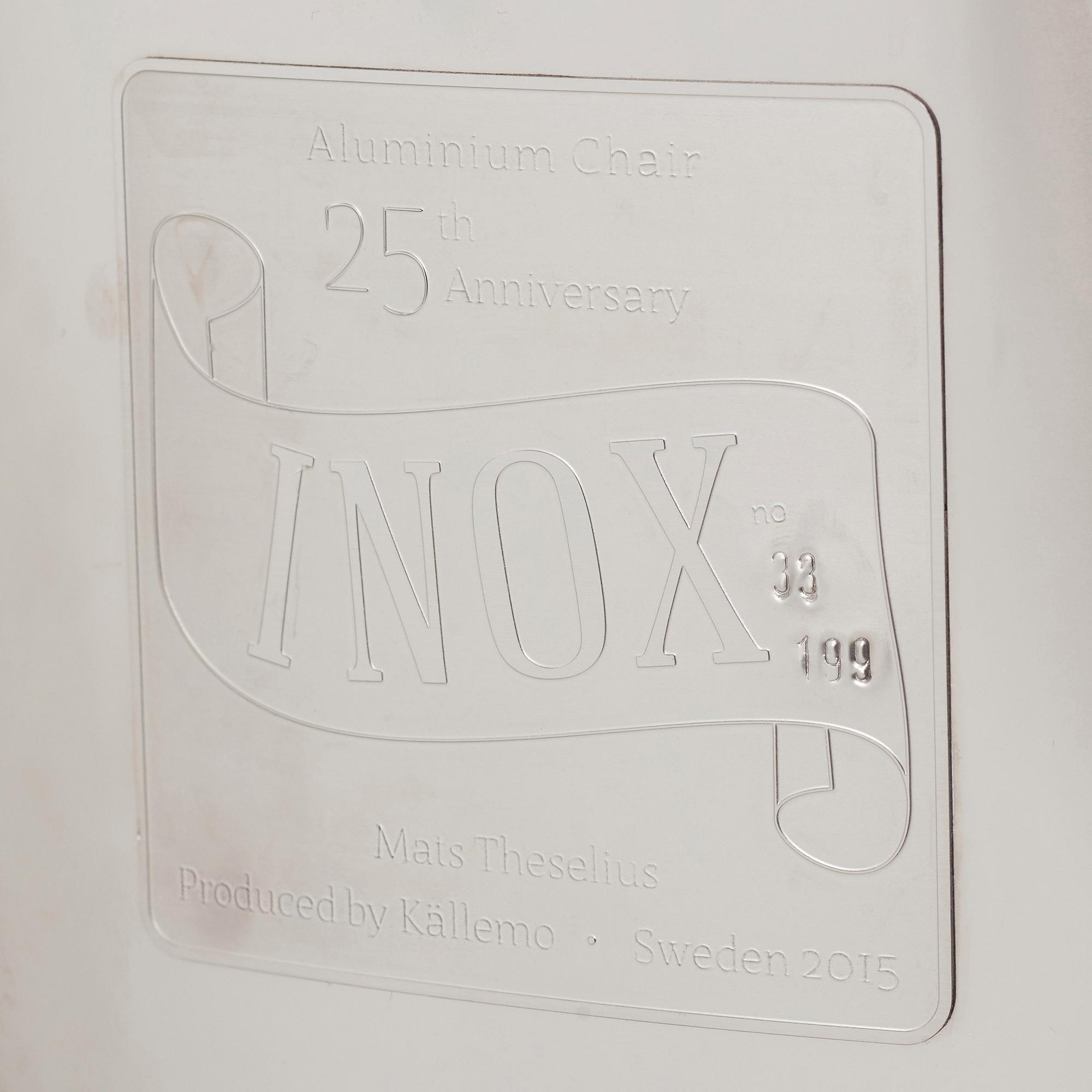 Mats Theselius, an 'Inox' polished steel, white soaped oak and white leather, nubuck armchair, Källemo, Sweden post 2015.