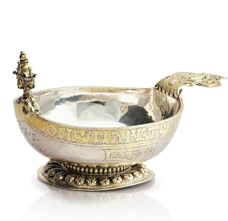 A parcel-gilt drinking bowl/kovsh, Nordic Renaissance, early 17th century possibly Uleåborg, Finland.