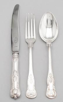 BESTICKUPPSÄTTNING, 35 del, silver, modell engelsk snäck, Tot vikt 1890 g.