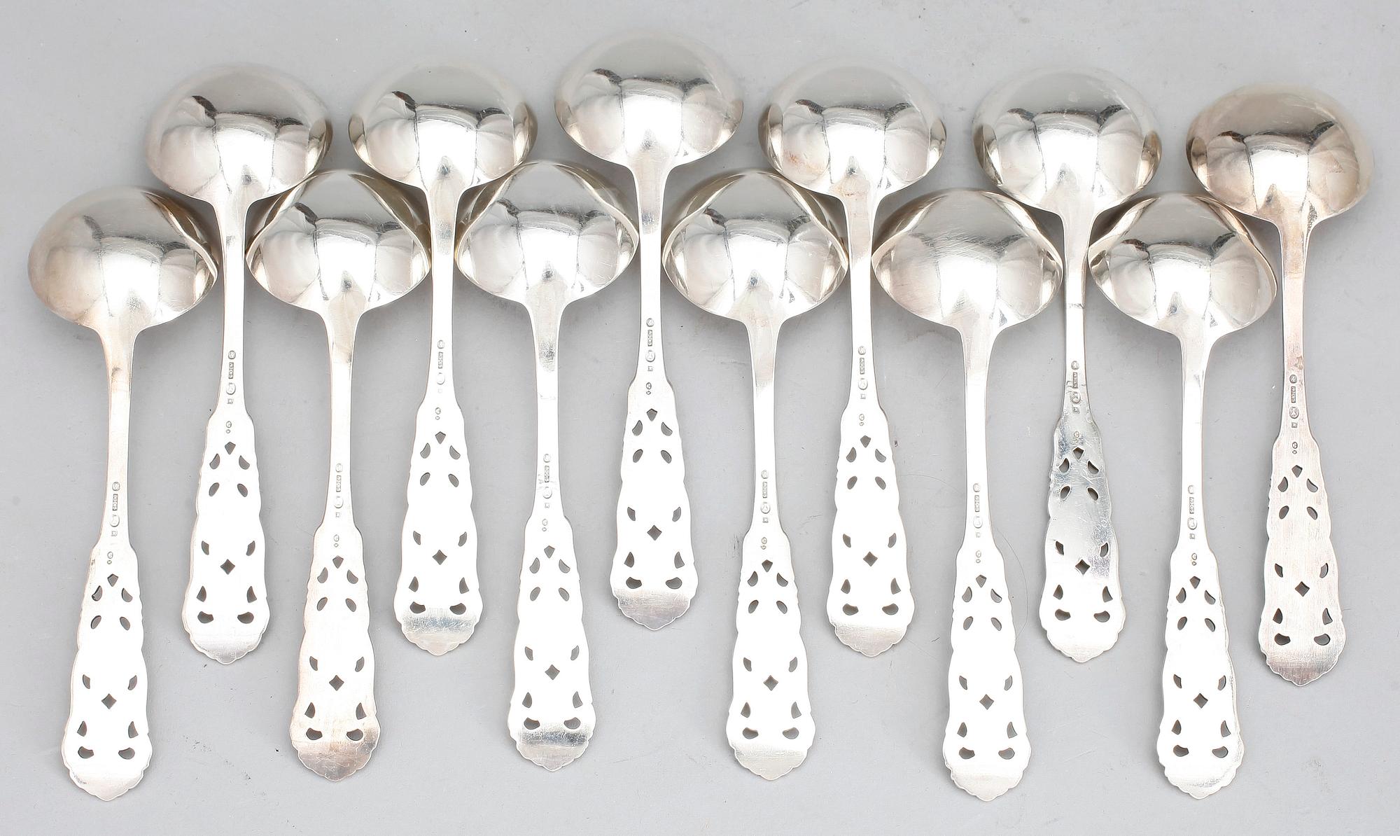 SKEDAR, 12 st, silver, Norge 1900-tal. Vikt ca 307 gram.