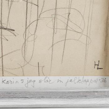 HILDING LINNQVIST, teckning, monogramsignerad, daterad -36.