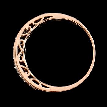 RING, 14K roséguld, diamanter tot ca 0.50 ct.