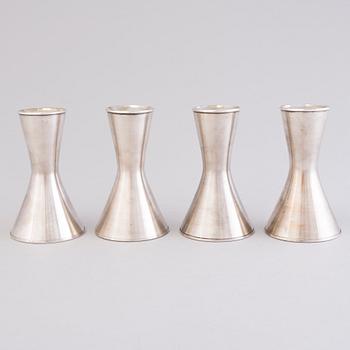 TAPIO WIRKKALA, two pairs of numbered sterling silver candlesticks for Kultakeskus 1998.