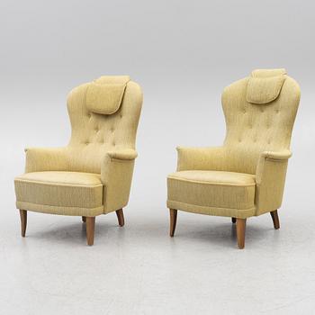 Carl Malmsten, a pair of armchairs, 'Farmor', OH Sjögren, late 20th century.