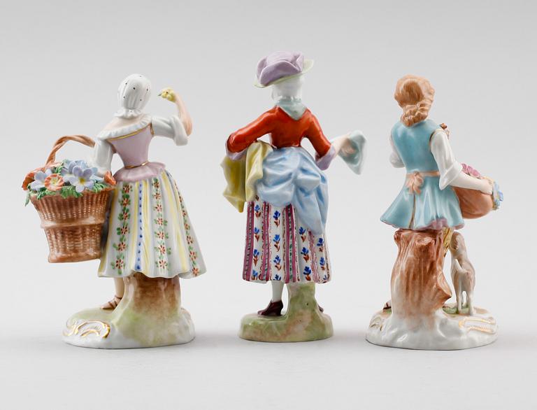 FIGURER, 3 st, porslin, Dresden, 1900-talets mitt.