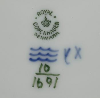 KAFFESERVIS, 6 delar, porslin, "Blå Blomst", Royal Copenhagen, 1900-talets andra hälft.
