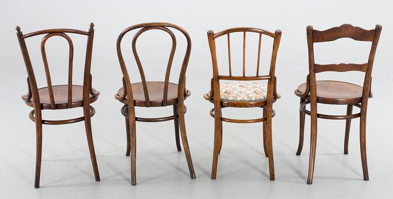 STOLAR, 4 st olika modeller. En märkt Thonet.