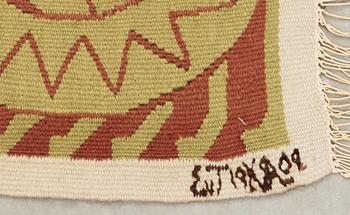 TAPESTRY. Tapestry weave (gobelängteknik). 143,5 x 135,5 cm. Signed EvT19KSAL09.