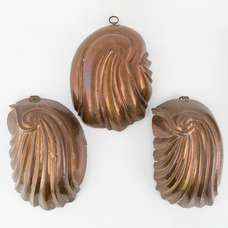 Five copper moulds, 18th/19th Century.