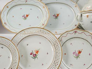 A famille rose dinner service, Qing dynasty, Qianlong (1736-95). (73 pieces).