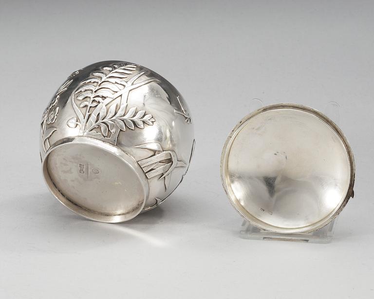 A Russian 19th century silver bowl, makers mark of the firm Ovchinnikov, Moscow 1890.