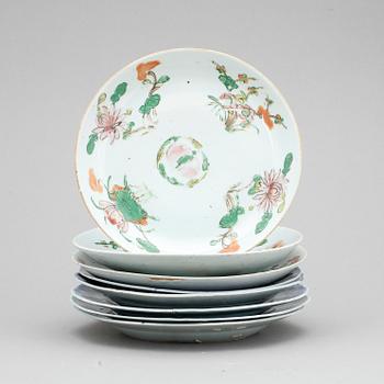 PARTI TALLRIKAR, 8 st, porslin, Kina, mestadels 1800-tal.