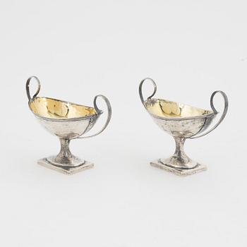 A pair of Swedish Parcel-Gilt Silver Salt Cellars, mark of Olof Hellbom,  Stockholm 1816.