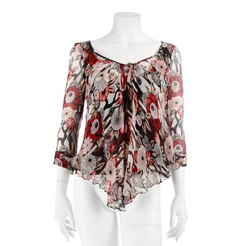 717. KENZO, a cotton/chiffon flowerprinted blouse.