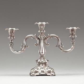 KANDELABER, silver, rokokostil, C.G.Hallberg, Stockholm, 1940.