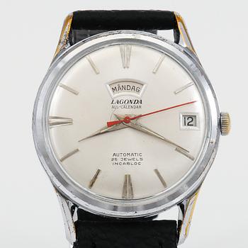 ARMBANDSUR, stål, Lagonda All Calendar Automatic  25 jewels Incabloc.