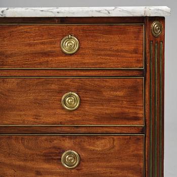 A late Gustavian mahogany commode, Stockholm, late 18th century.