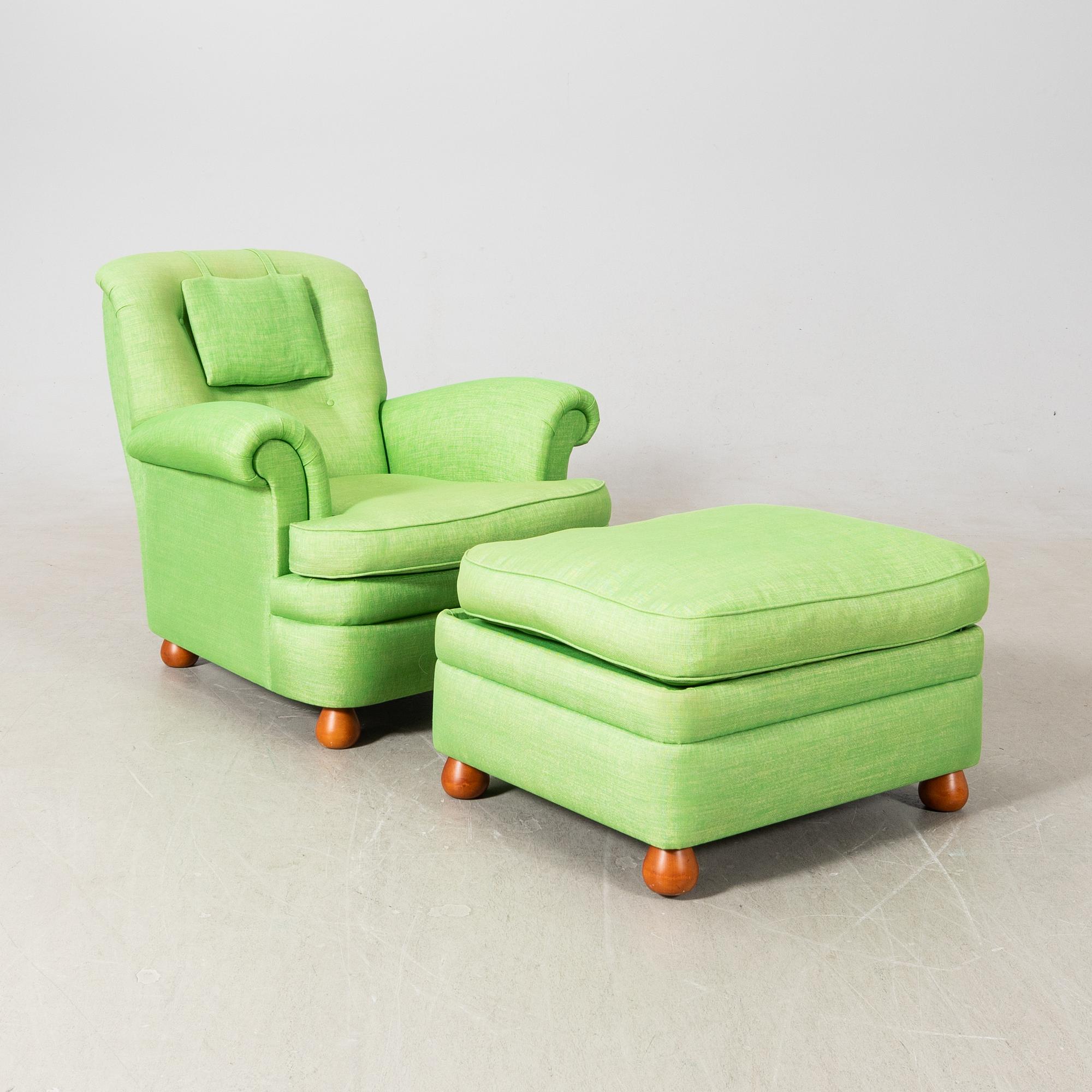 Josef Frank, armchair with footstool, model 336 late 20th century.