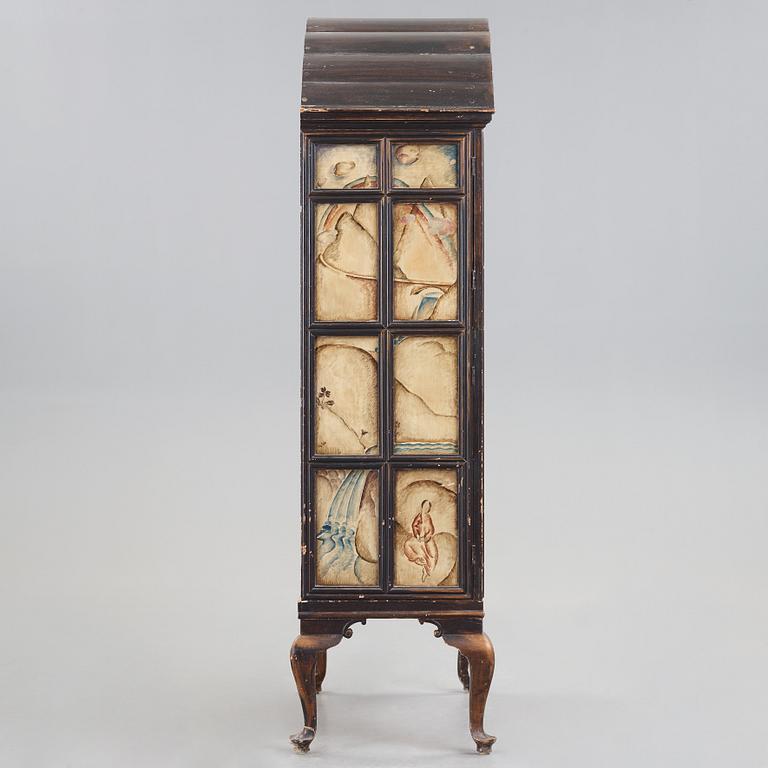 Tor Hörlin, a Swedish Grace decorated oak cabinet, dated 1920.