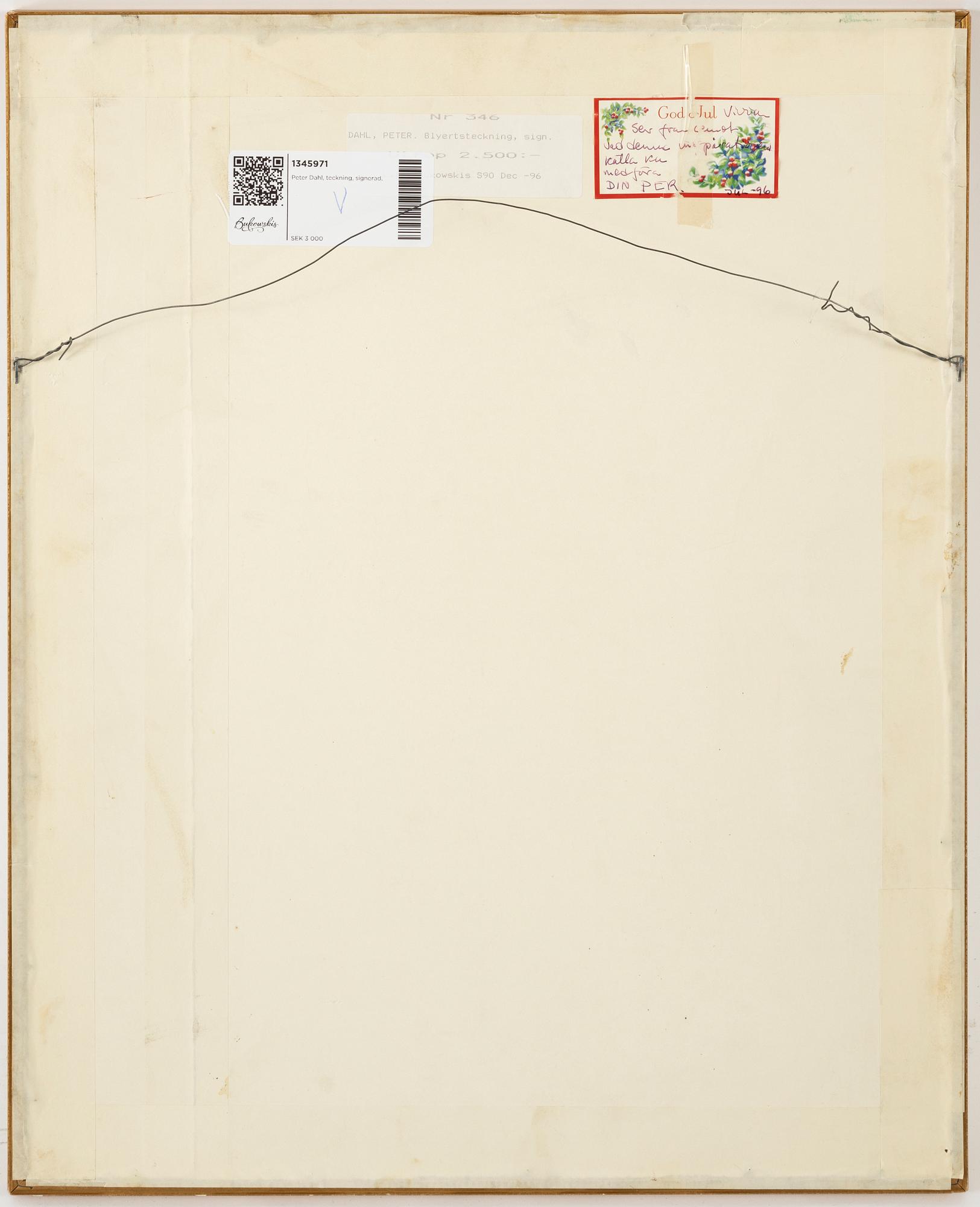 Peter Dahl, drawing, signed.