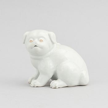 A Japanese Hirado ware figure or water dropper in the shape of a dog, 20th Century or older.