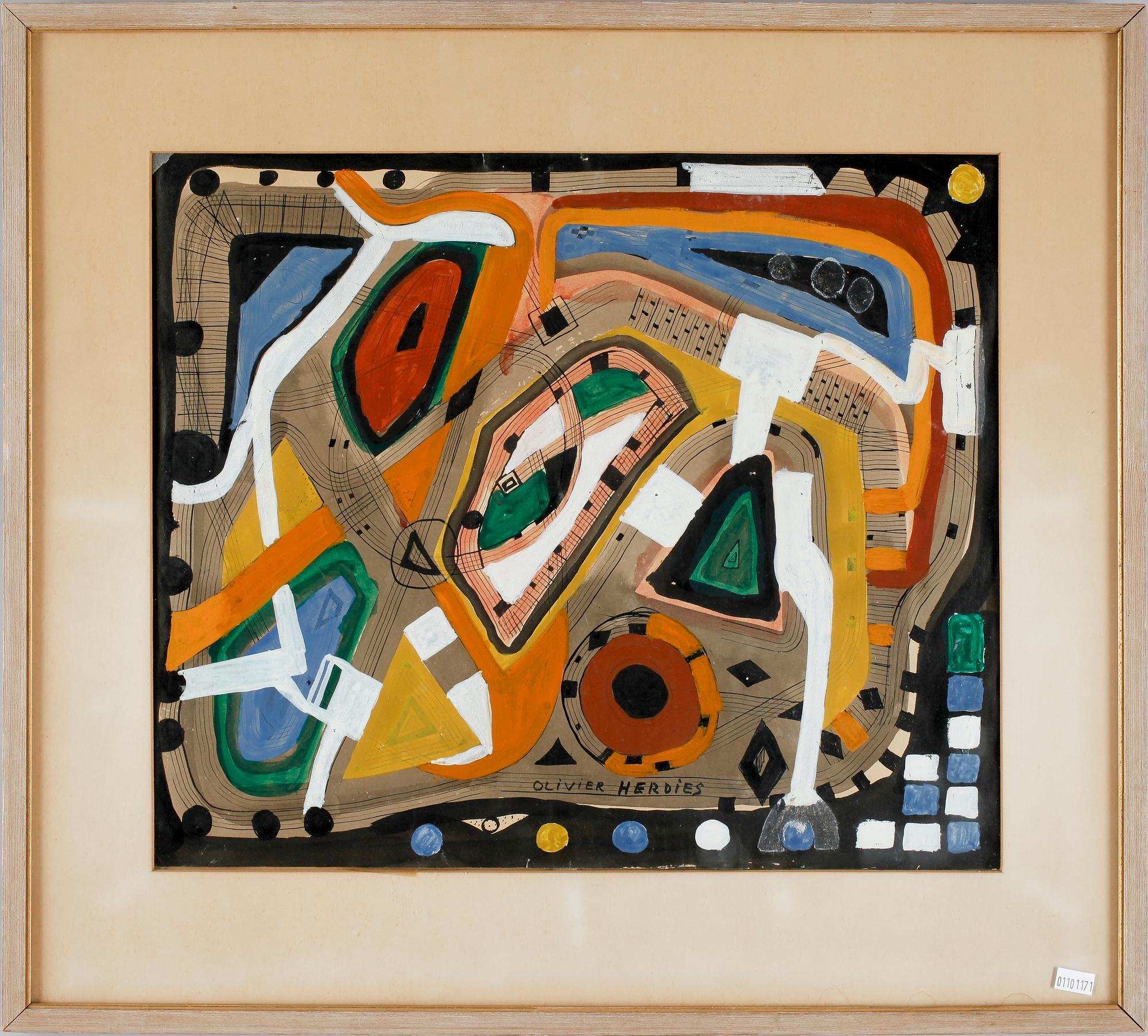 OLIVIER HERDIÈS, gouache på papper, sign.