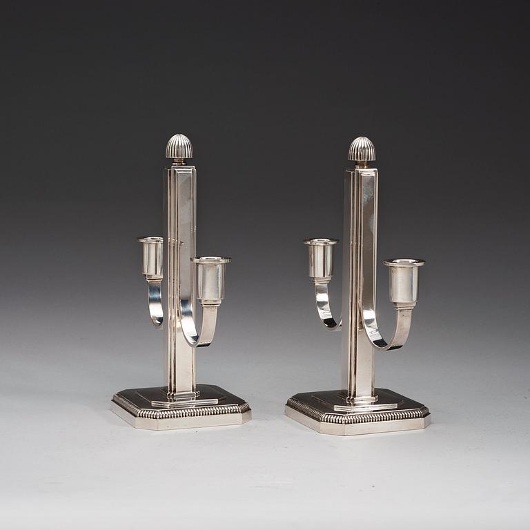 A pair of W.A Bolin silver candelabra, Stockholm 1944.
