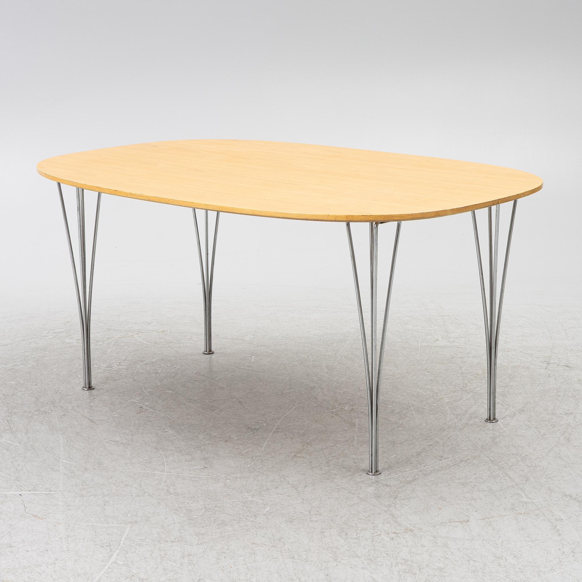 Bruno Mathsson, & Piet Hein, a 'Superellipse' dining table, Fritz Hansen, Denmark, 1982.