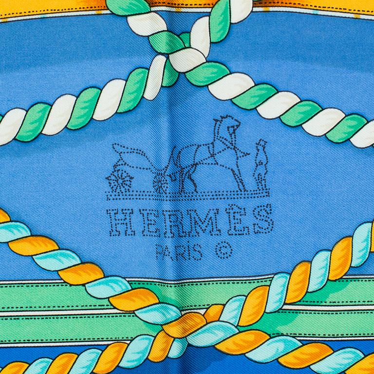 HERMÈS, scarf, "Grande Tenue" Henri D'origny, Original issue , 1985.