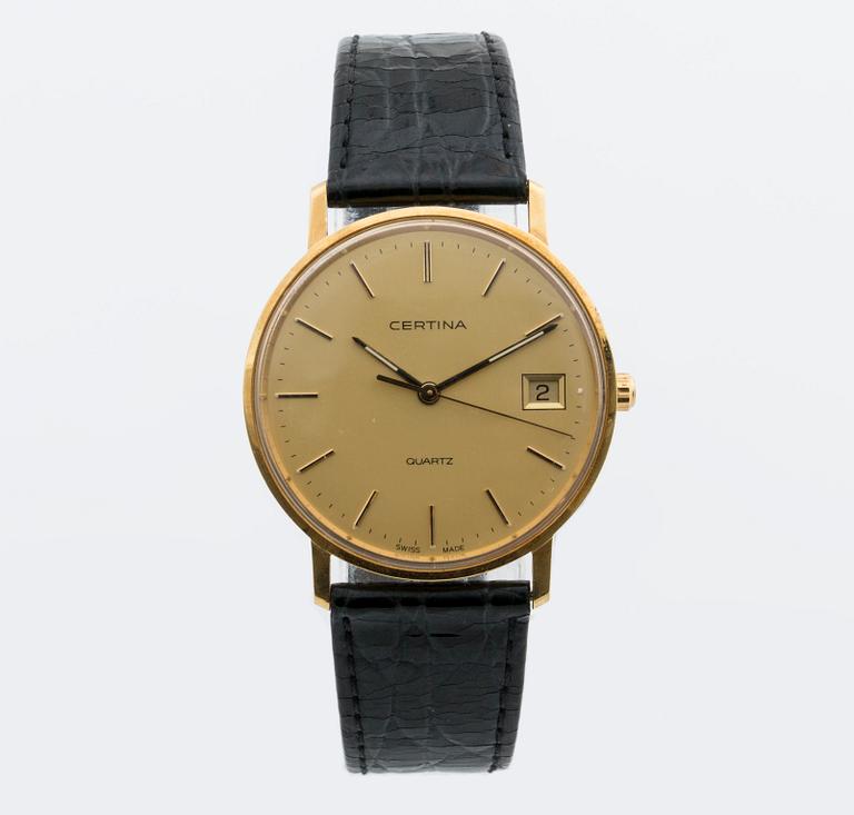 A Certina 18k gold quartz wrist watch, 1991.