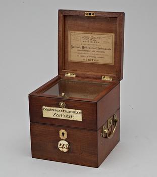 A Victorian middle 19th Century mahogny and brass-mounted Parkinson & Frodsham two days Marine Chronometer.
