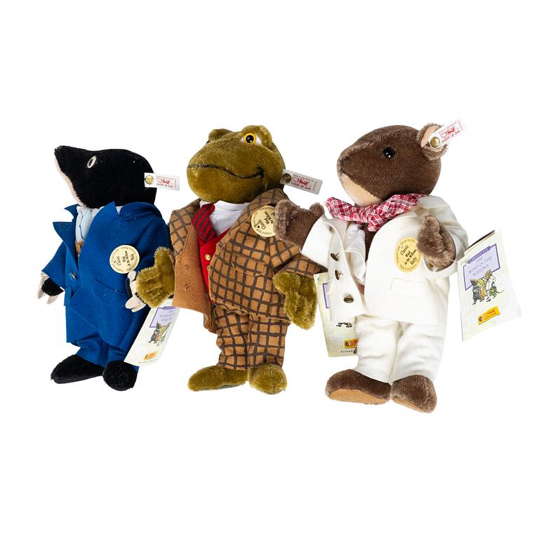 Steiff, toy animals, 3 pcs, Ratty, Toad and Mole.