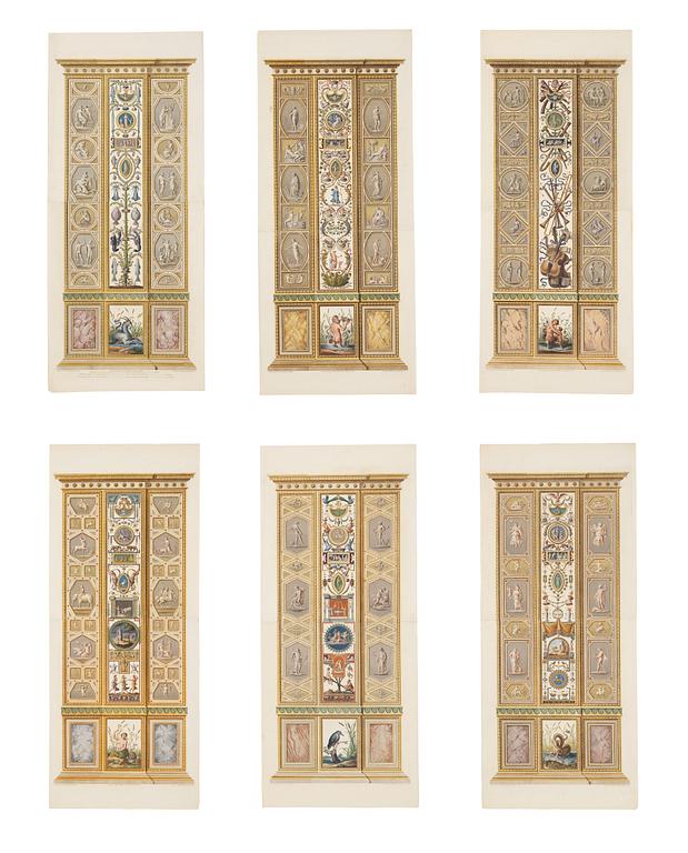 Giovanni Volpato, Six wall sections / pilasters in the Raphael Loggias in the Vatican.