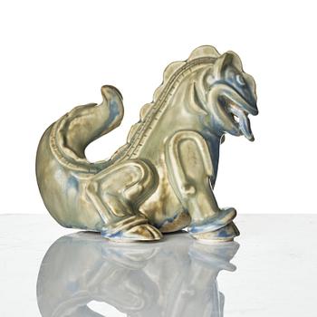 Wilhelm Kåge, two ceramic sculptures av dragons, Gustavsberg, ca 1940.
