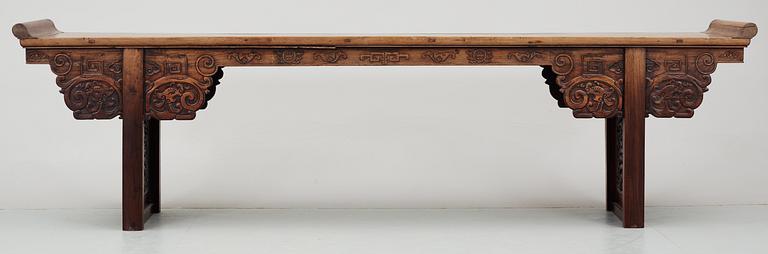 A Hardwood Long Table (Jiaotousun Qiaotouan), 17/18th Century, presumably Huanghuali.