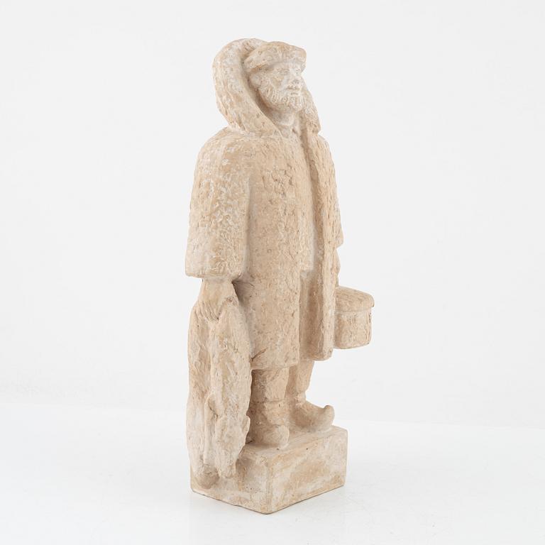 Emil Näsvall, skulptur, signerad och daterad. Bemålad gips.