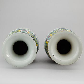 A pair of famille rose floor vases, 20th century.