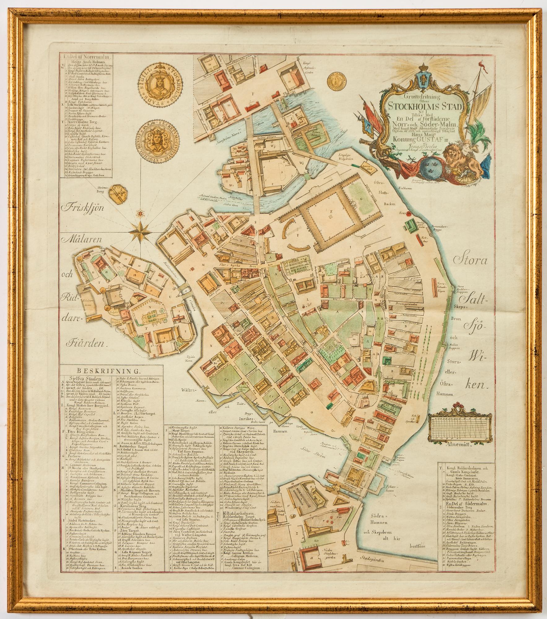 Jonas Brolin, karta, Stockholms Stad, 1771.