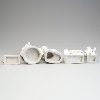 FIVE PARIAN FIGURES, Gustafsberg, early 20th century.