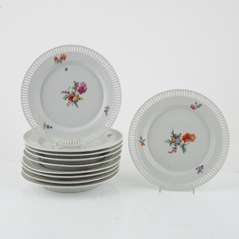 Ten plates, KPM Berlin, Germany, 19th Century.