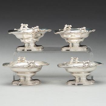 Edward Wakelin, saltkar, 4 stycken, silver, London 1766.