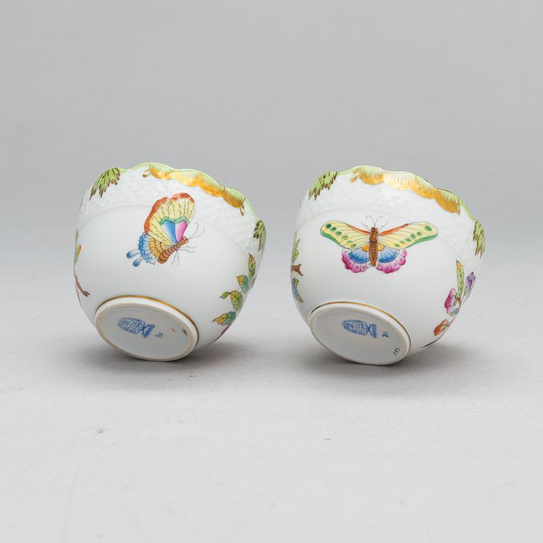 A Herend Queen Victoria VBO porcelain coffee set and two trinket boxes, totally 19 pieces, Hungary.