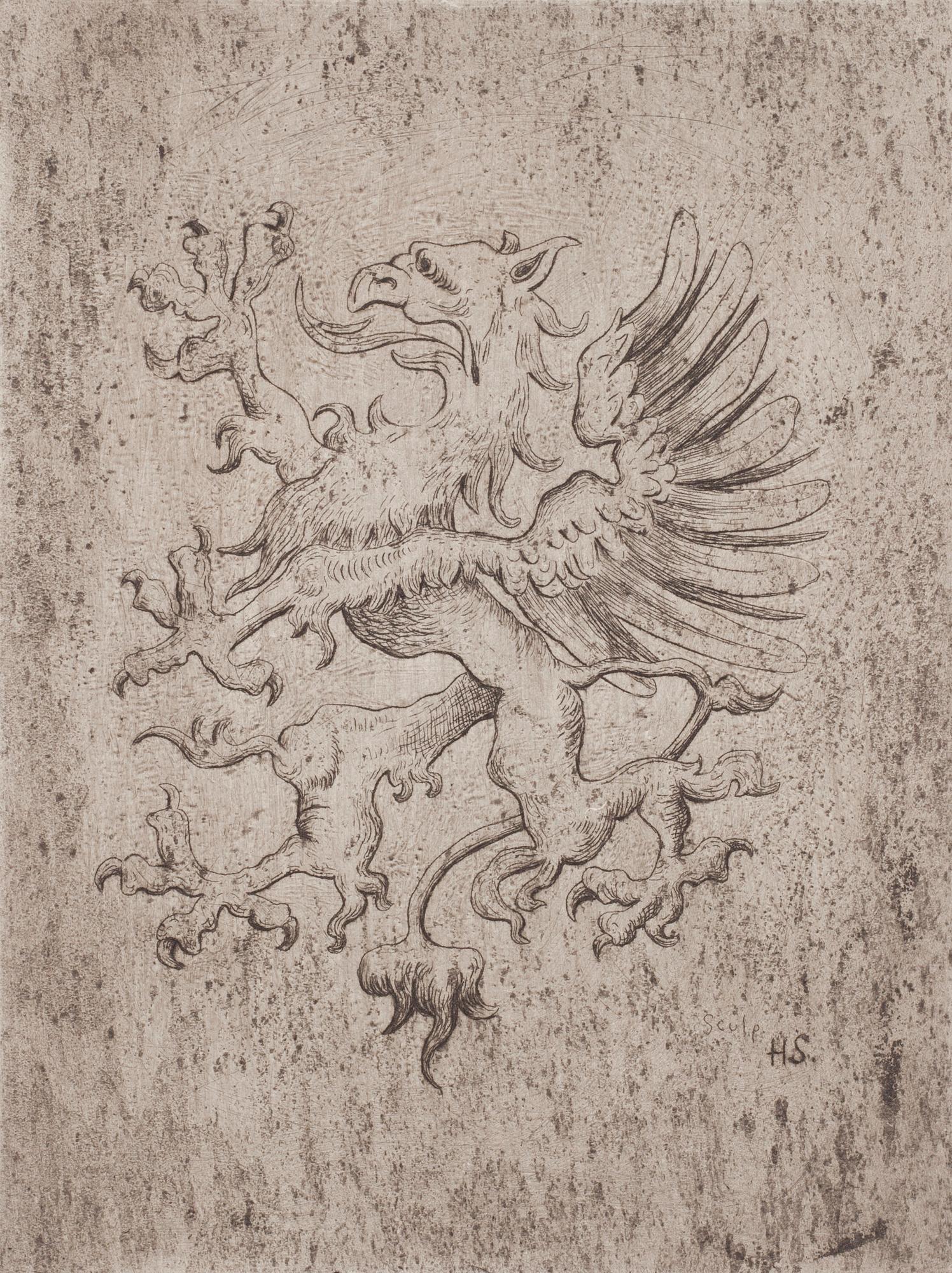 Hugo Simberg, linjeetsningar, 2 st. Den ena plåtsignerad.