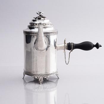 A Swedish Gustavian 18th century silver coffee-pot, mark of Simson Ryberg, Stockholm 1782.