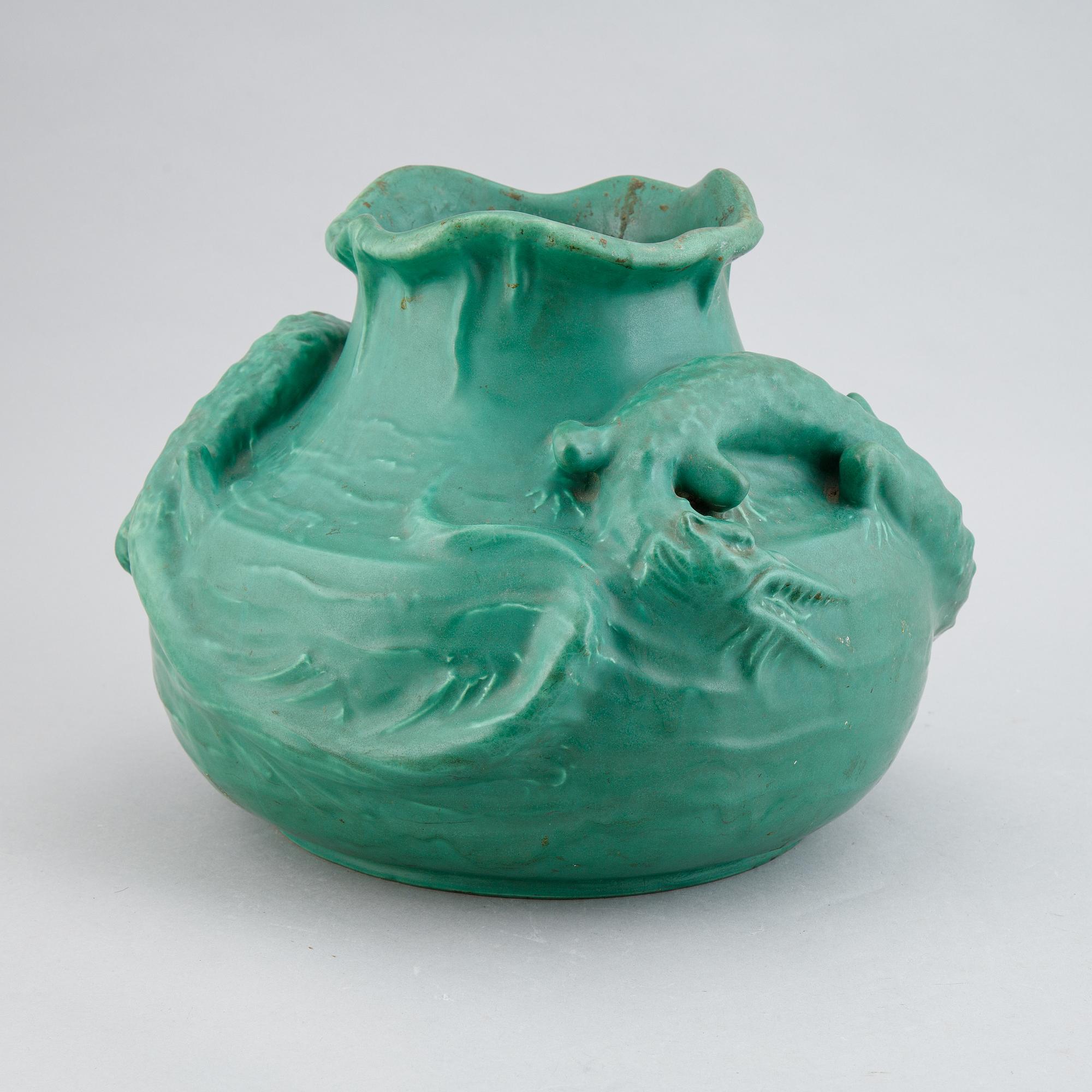 Karl Svensson, a ceramic Art Nouveau vase, Höganäs, early 20th Century.