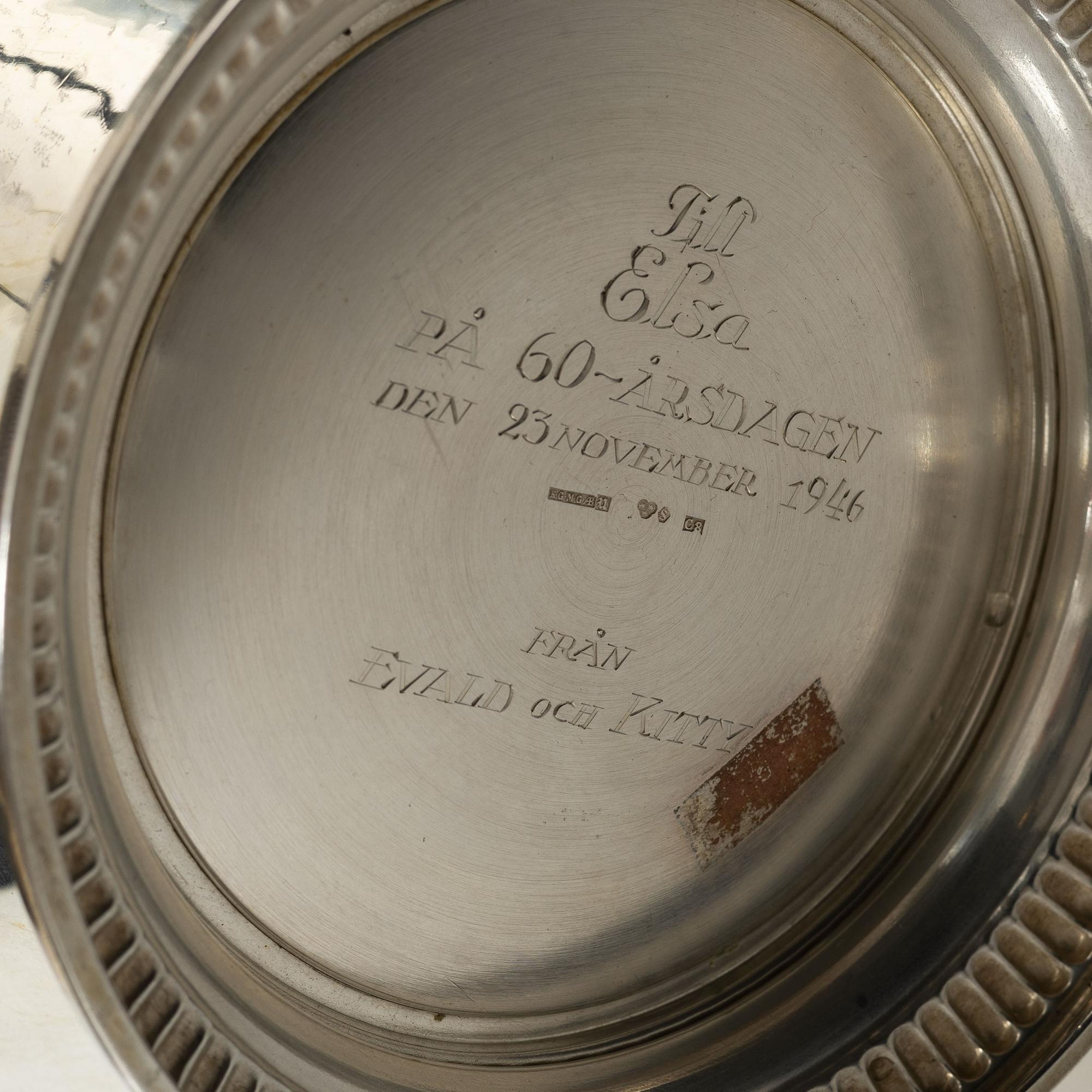 KG Markströms, skål, silver, Uppsala 1929.