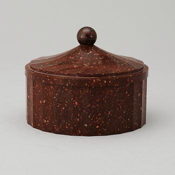 A Swedish Empire 19th century porphyry butter box.