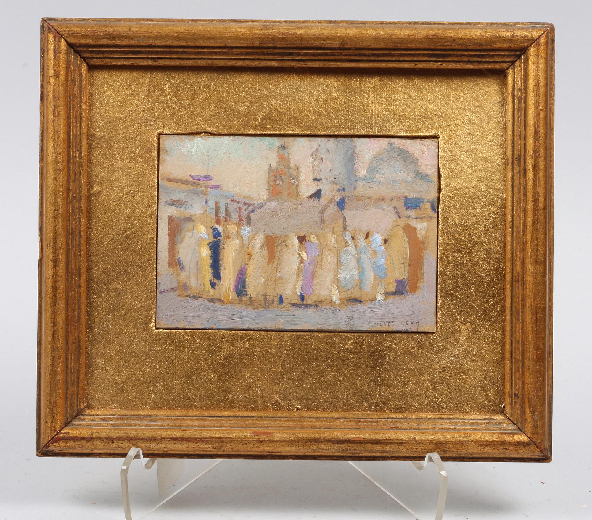 LEVY, MOSES, olja på papp-pannå, sign.